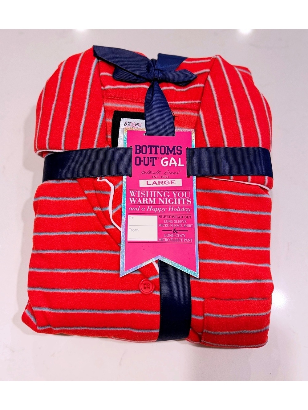 Bottoms Out Gal Micro Fleece Striped Pajama Set Women Size L